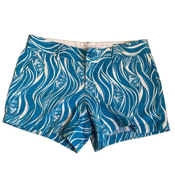 Lilly Pulitzer Callahan Shorts 5” White Turquoise Joe Fish Vacation Preppy 10 - Picture 2 of 16